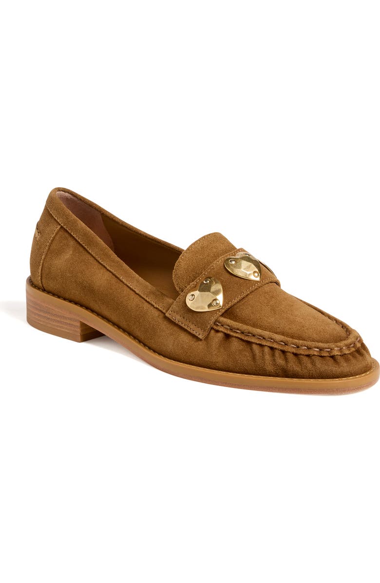 Cinq à Sept Gretta Heart Stud Loafer, Main, color, Golden Sienna