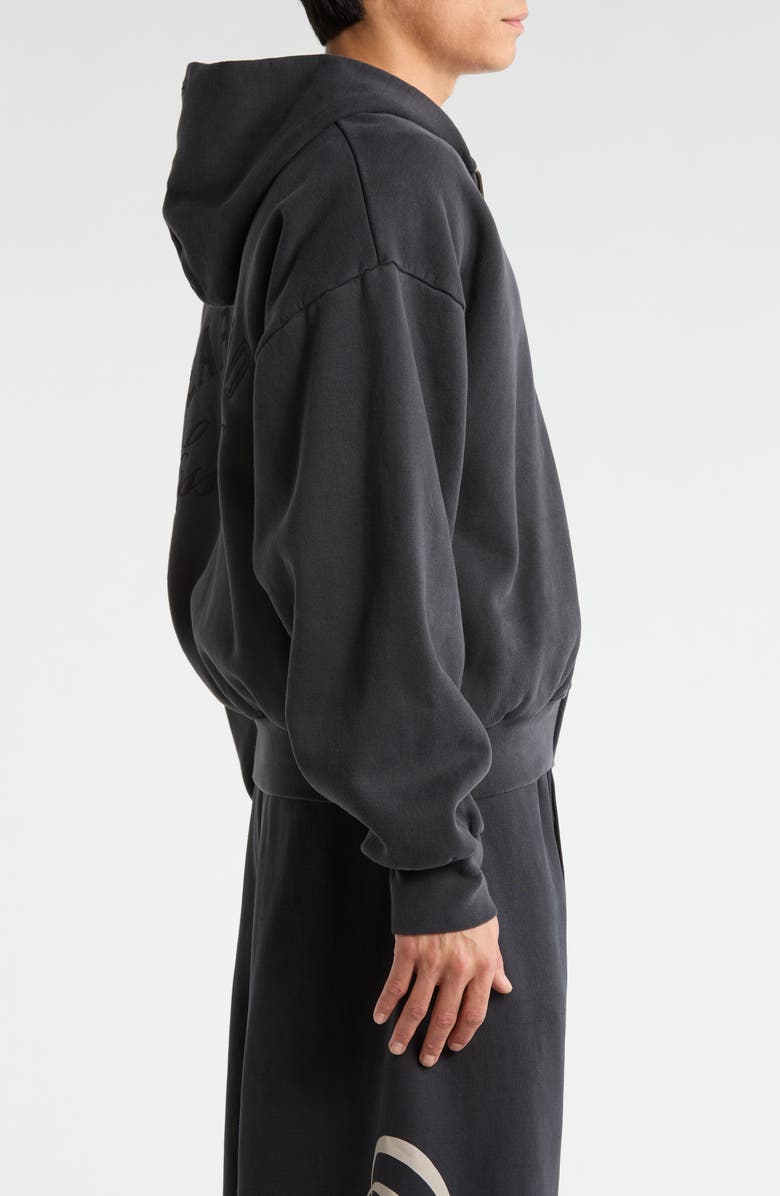 Fear of God Essentials Classic Zip Hoodie, Alternate, color, Vintage Black