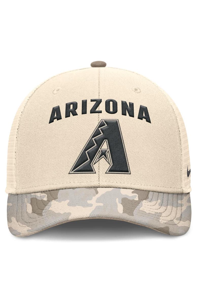 Nike Men's Nike Natural Arizona Diamondbacks Camo Natural Pack Rise Adjustable Trucker Hat, Alternate, color, Natural