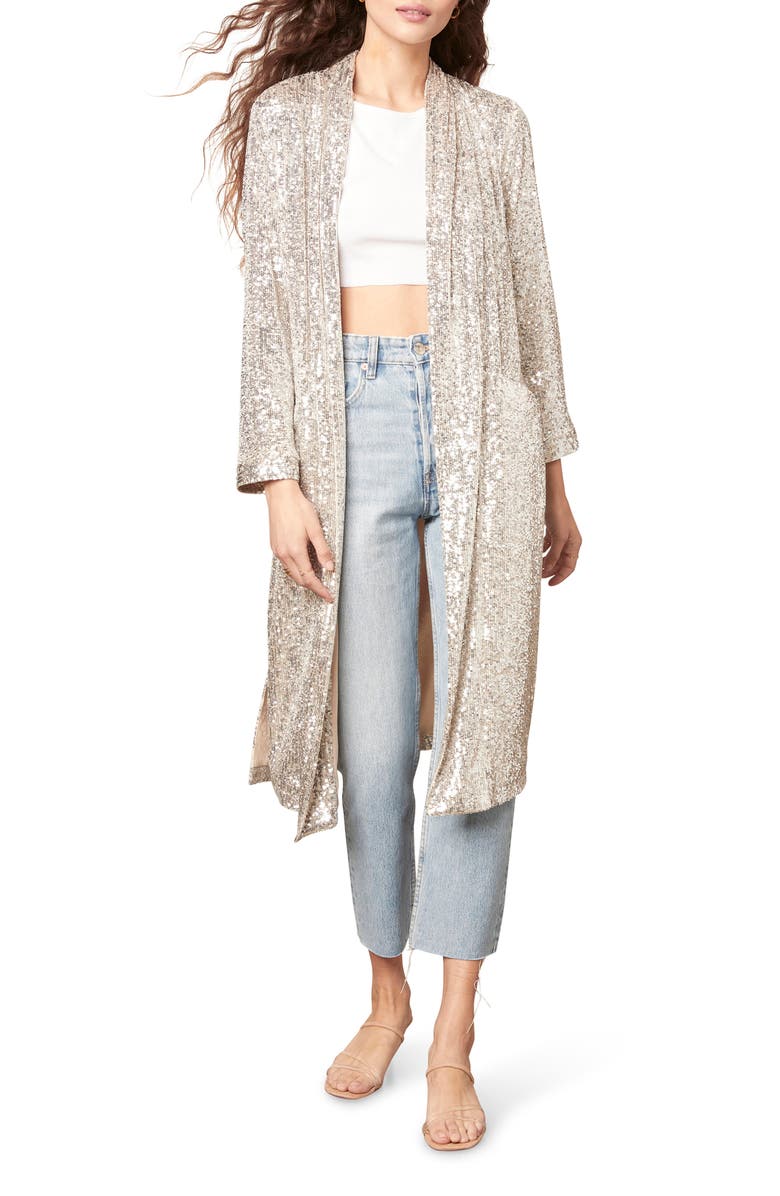 BB Dakota by Steve Madden BB Dakota Glitter Bomb Duster Coat, Main, color, 