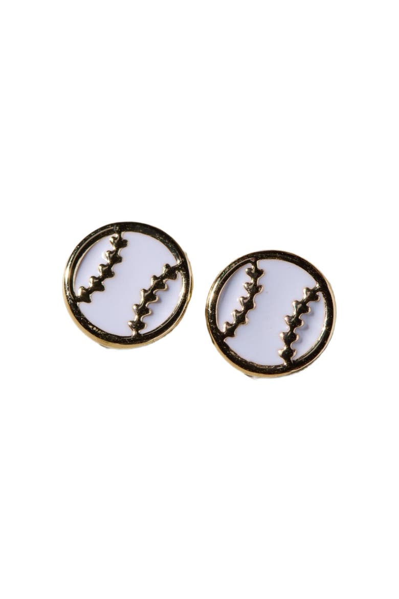 Baseball Stud Earrings, Main, color, Gold / White