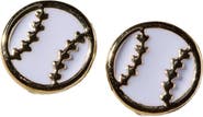 Nickel & Suede Baseball Stud Earrings