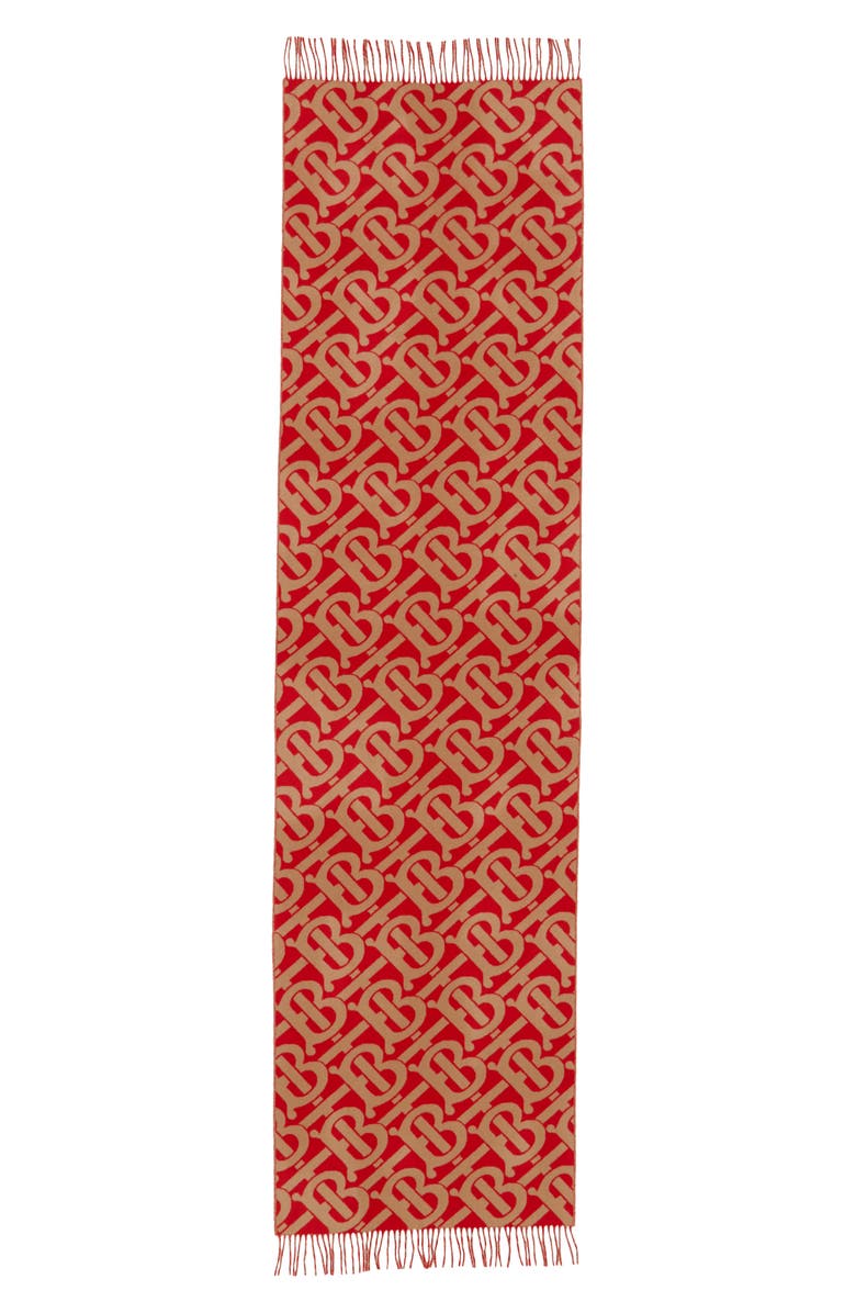 Burberry TB Monogram Jacquard Cashmere Scarf, Alternate, color, 