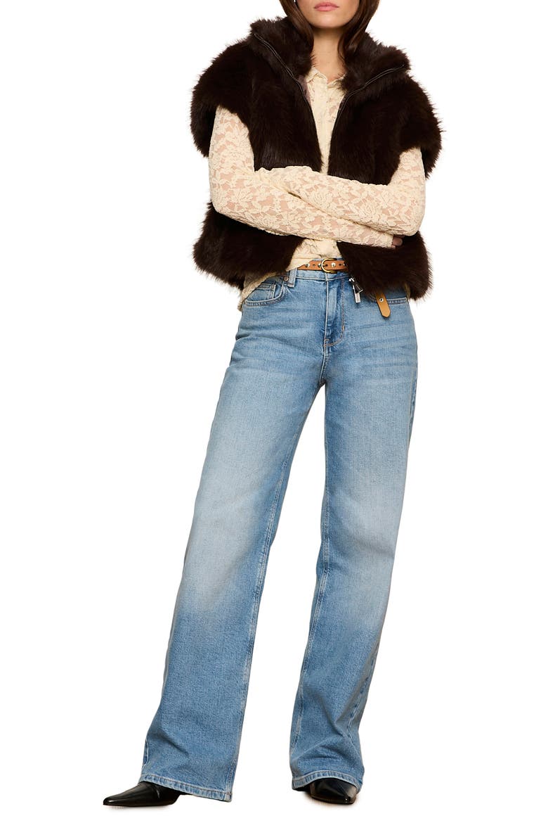 Silky Faux Fur Vest, Alternate, color, ESPRESSO M