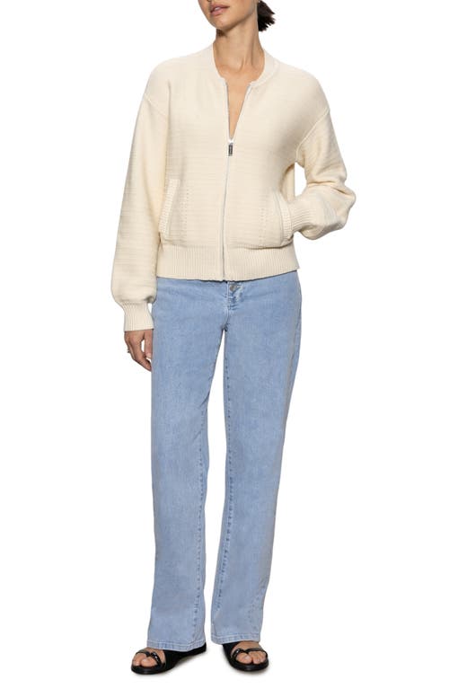 Sanctuary Front Zip Bomber Sweater In Muslin