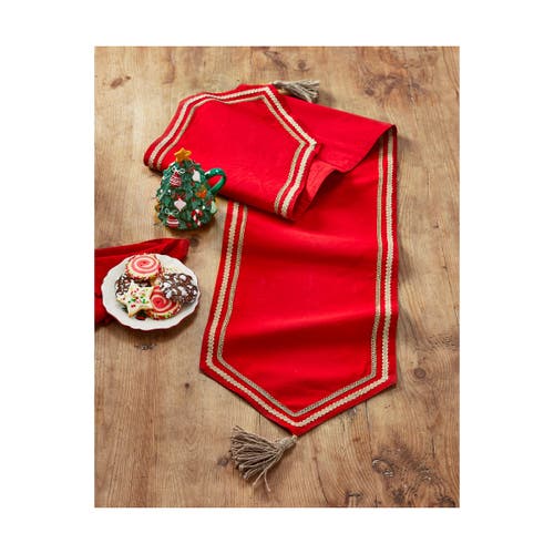 Tag Spring Red Cotton Tassel Table Runner For Dining Decor In Red