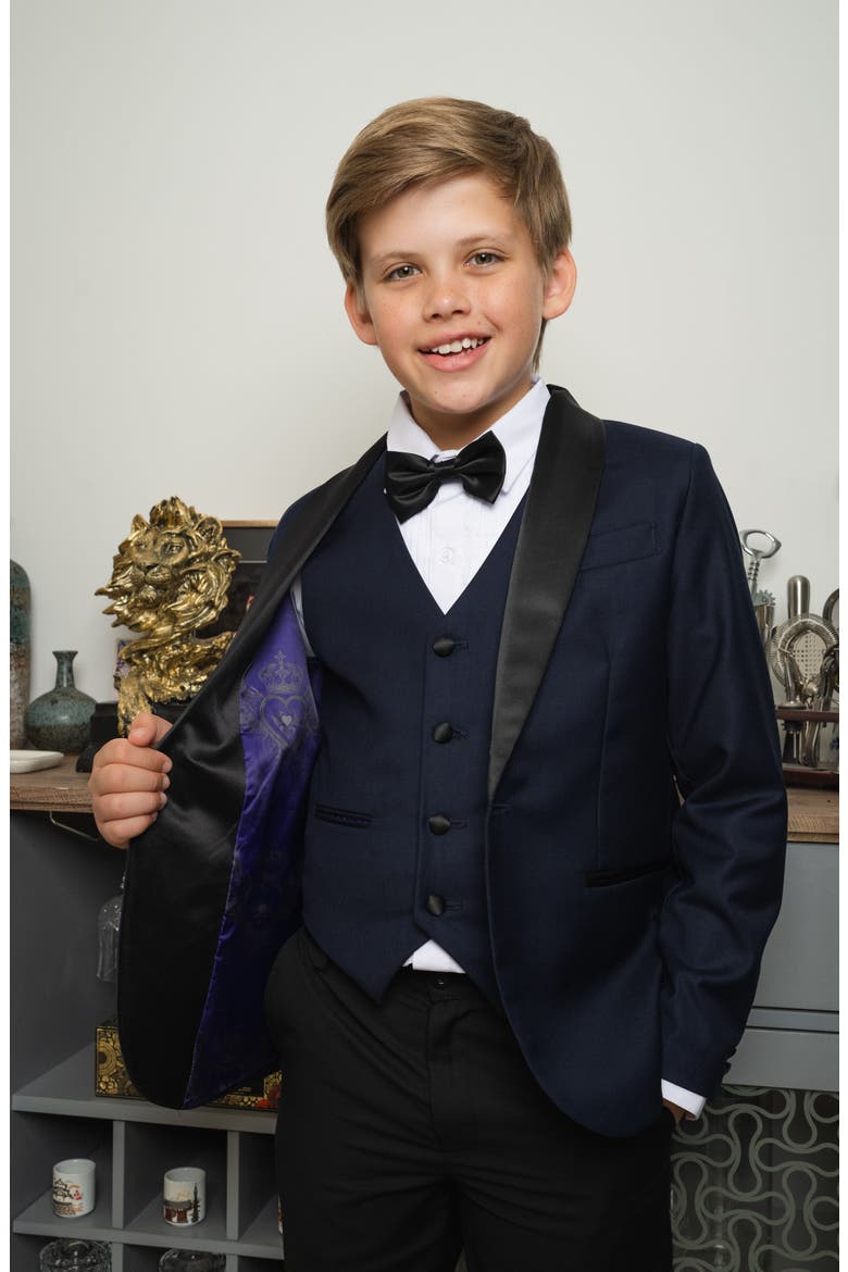 Kids' Love & Angels 5-Piece Slim Fit Tuxedo, Alternate, color, Navy