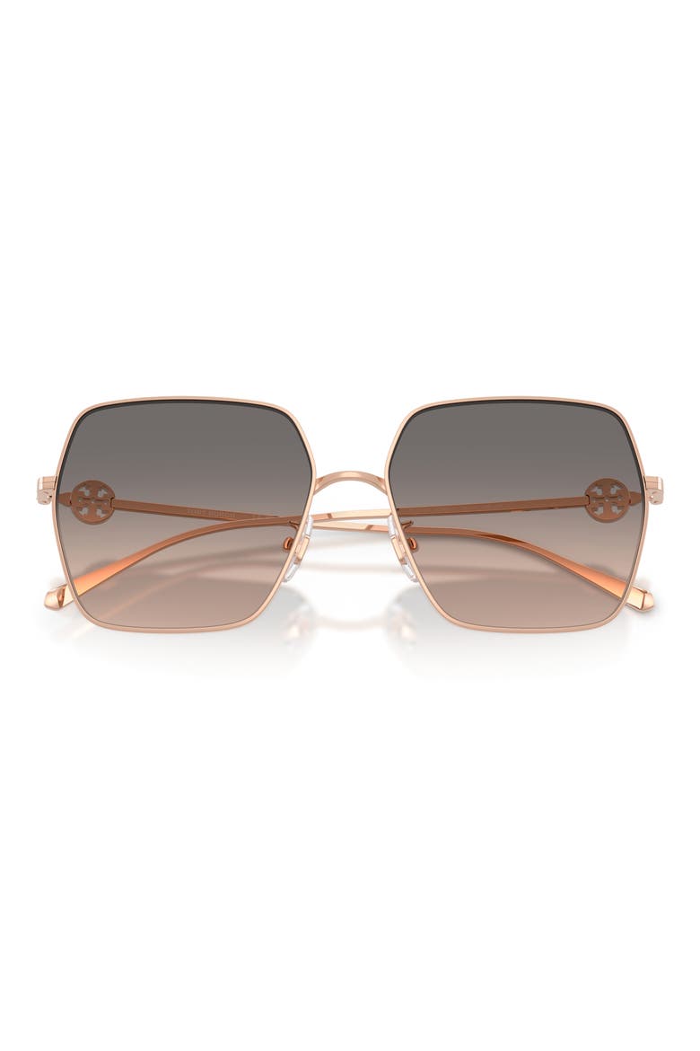 58mm Gradient Square Sunglasses, Alternate, color, ROSE GOLD / BROWN / GREY