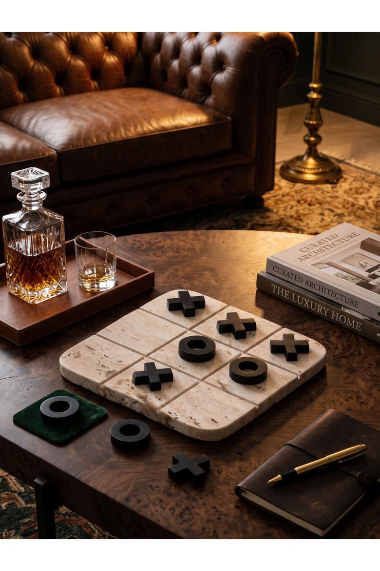 Monty Marble Tic Tac Toe Set, Alternate, color, Beige