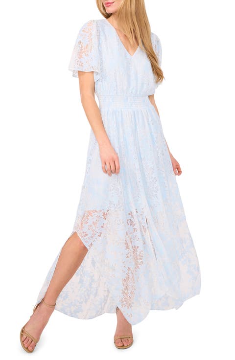 Lace Smocked Waist Maxi Dress