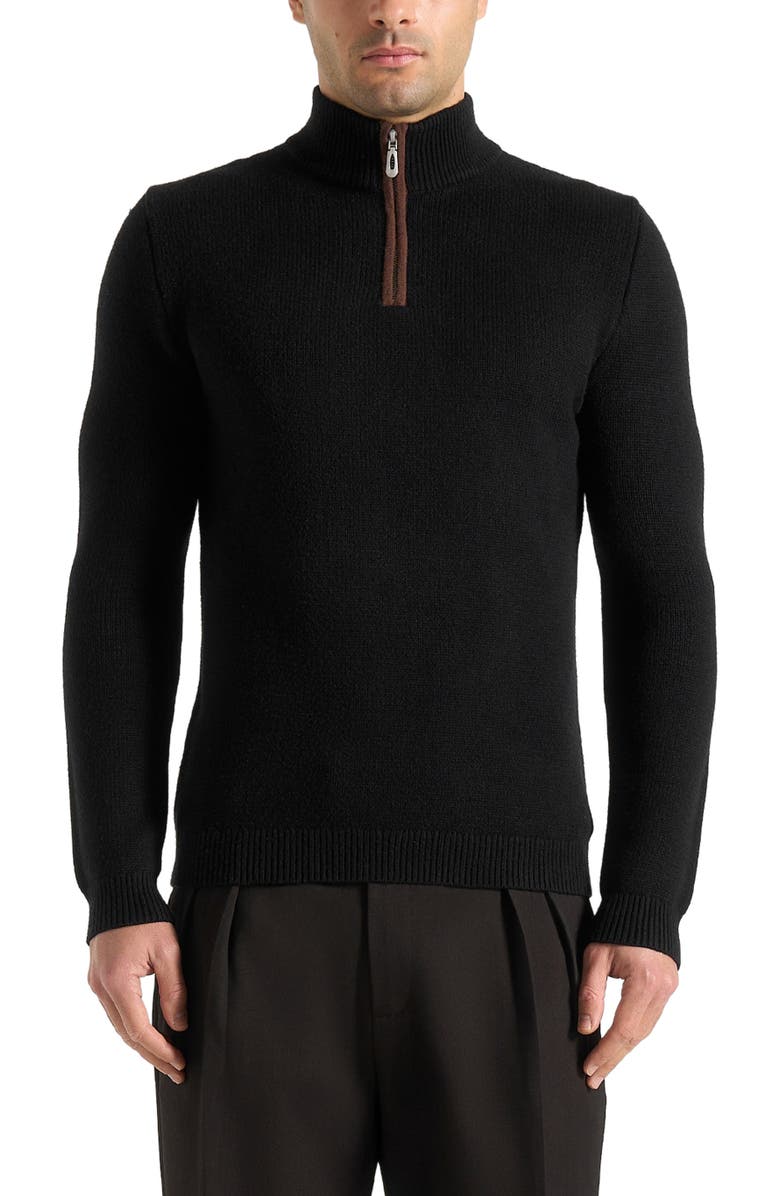 Manière De Voir Torin Quarter Zip Knit Jumper, Alternate, color, Black
