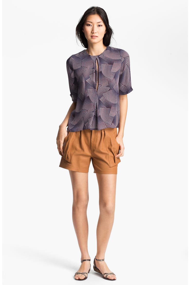 'Cash' Leather Shorts, Alternate, color, CARAMEL