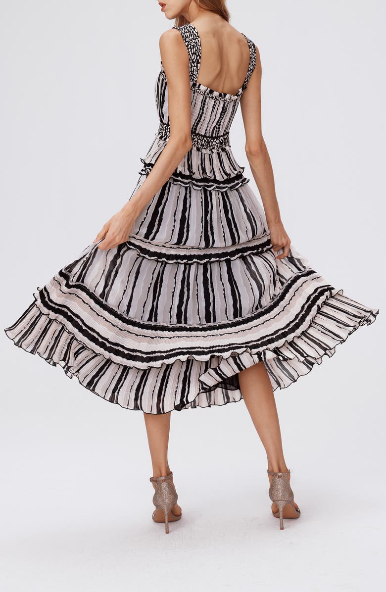 DVF Cato Tiered Ruffle Midi Dress, Alternate, color, 