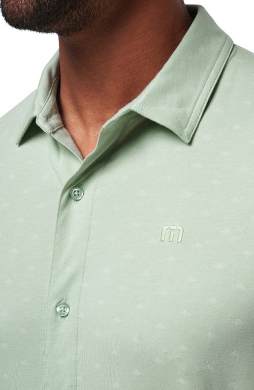 Travismathew Set A Course Geo Print Knit Short Sleeve Button-up Shirt In Jadeite