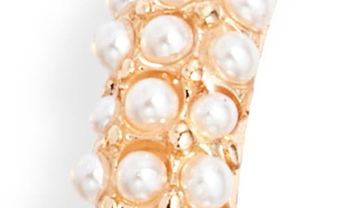 Open Edit Faux Pearl Hoop Earrings In Gold