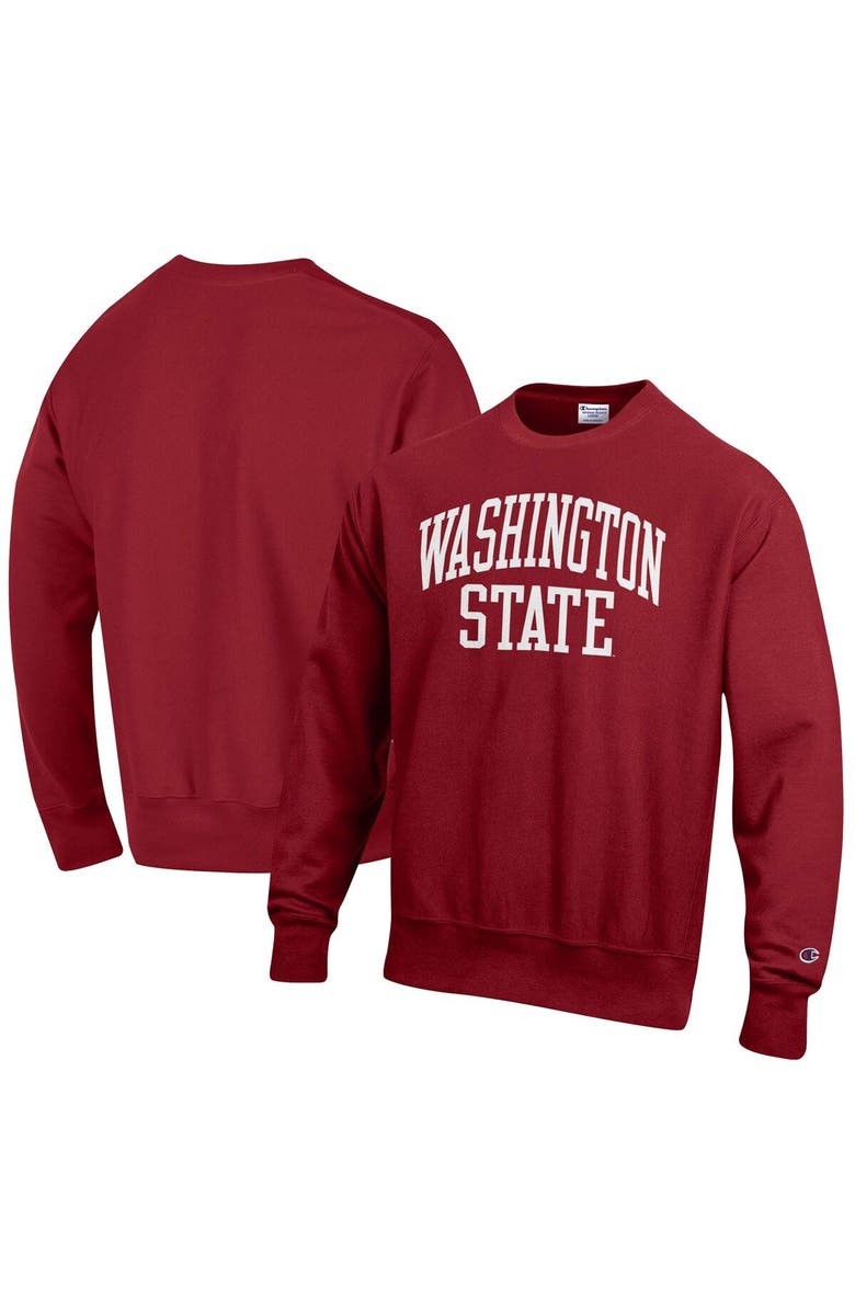 Champion Men's Champion Crimson Washington State Cougars Arch Reverse Weave Pullover Sweatshirt, Main, color, Crimson