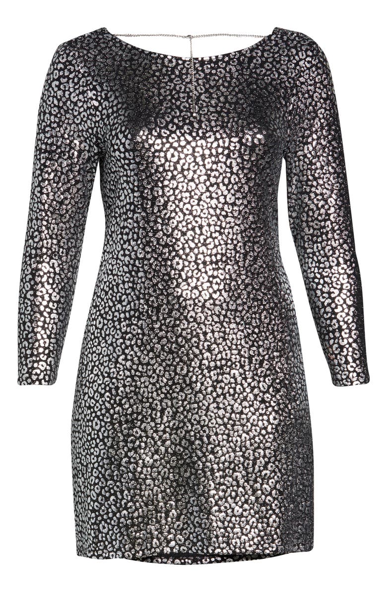 MICHAEL Michael Kors Catty Foiled Long Sleeve Cocktail Dress, Alternate, color, 