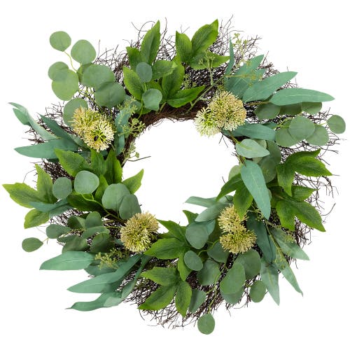 Northlight Eucalyptus & Olive Leaf Twig Spring Wreath In Green
