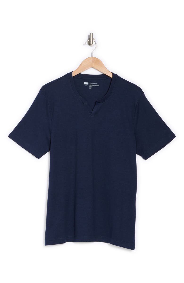 NORDSTROM RACK Cotton & Linen Blend Notch Neck Tee, Alternate, color, Navy Blazer