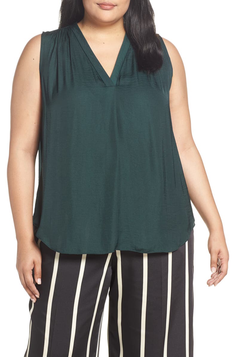 Vince Camuto V-Neck Rumple Satin Blouse, Main, color,