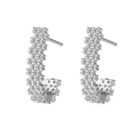 Elara Sparkling Cubic Zirconia J Hoop Earrings