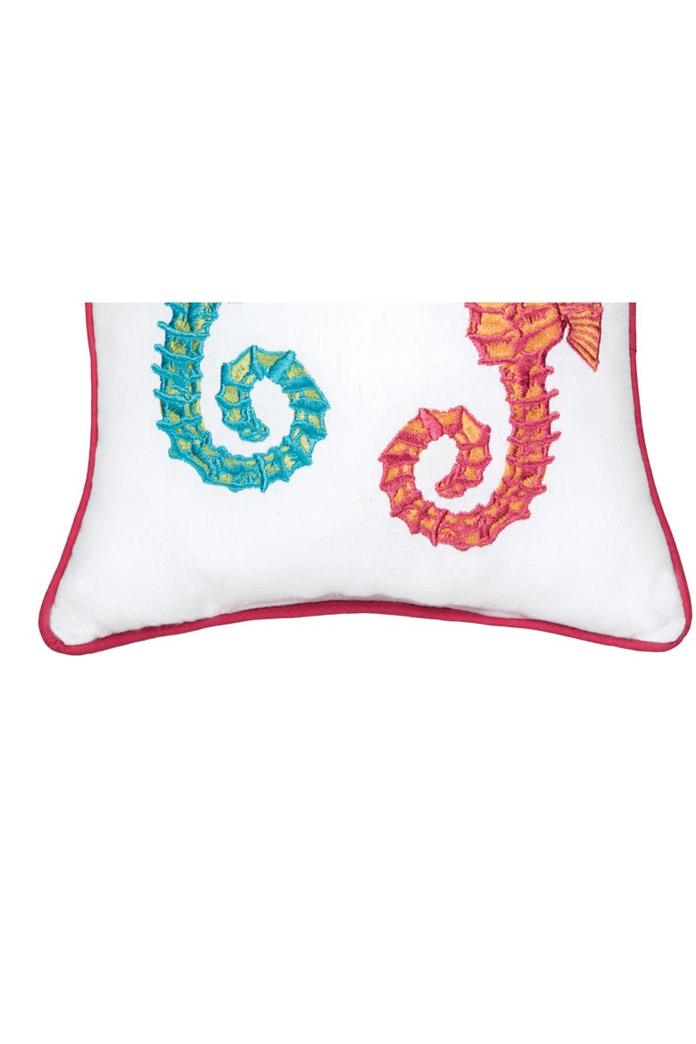 Seahorse Duo Mini Accent Pillow, 10" x 10", Alternate, color, White