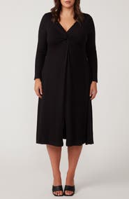 Estelle Eclipse Long Sleeve V-Neck Midi Dress
