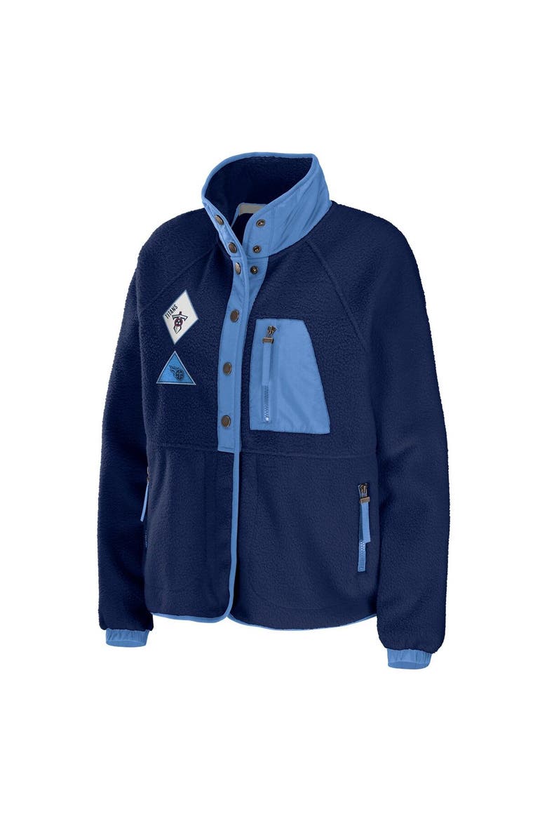 Women's WEAR by Erin Andrews Navy Tennessee Titans Polar Fleece Raglan Full-Snap Jacket, Alternate, color, Navy