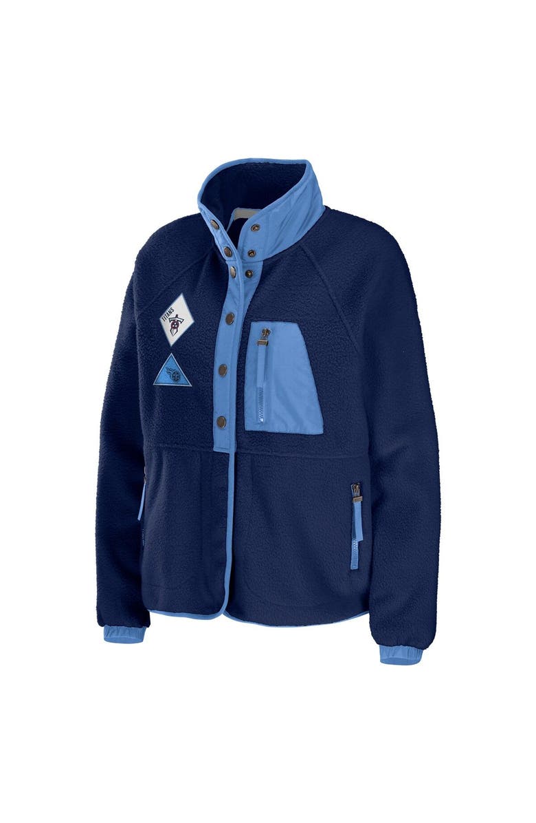 WEAR by Erin Andrews Women's WEAR by Erin Andrews Navy Tennessee Titans Polar Fleece Raglan Full-Snap Jacket, Alternate, color, Navy