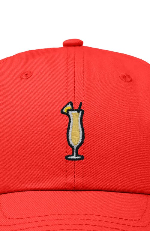Dalix Pina Colada Embroidered Dad Cap In Red