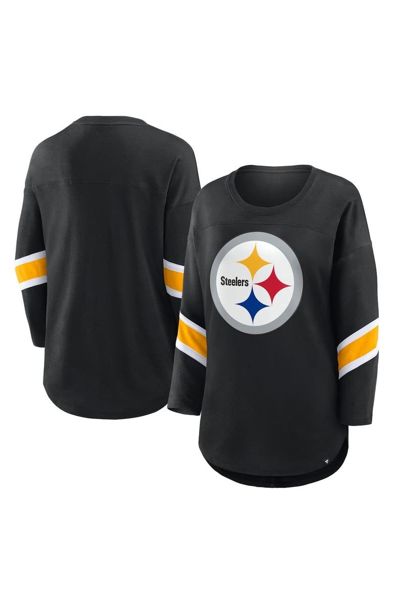 FANATICS Women's Fanatics Black Pittsburgh Steelers Plus Size Redzone 3/4-Sleeve Scoop Neck T-Shirt, Alternate, color, Black