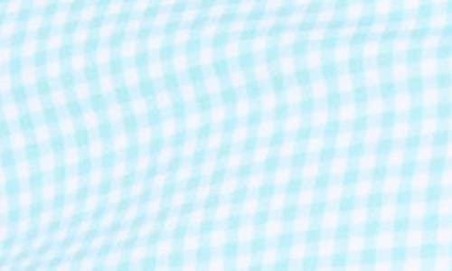 Tailorbyrd Gingham Short Sleeve Stretch Cotton Button-up Shirt In Seafoam