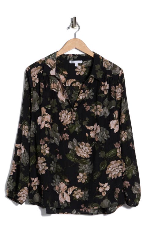 Textured Split Neck Top (Plus)