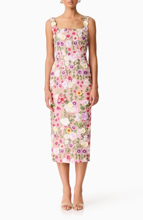 Elliatt Neve Floral Midi Cocktail Dress in Nude Multi Floral at Nordstrom, Size Xx-Small