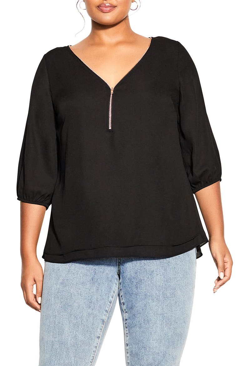 Zip Fling Top, Main, color, BLACK