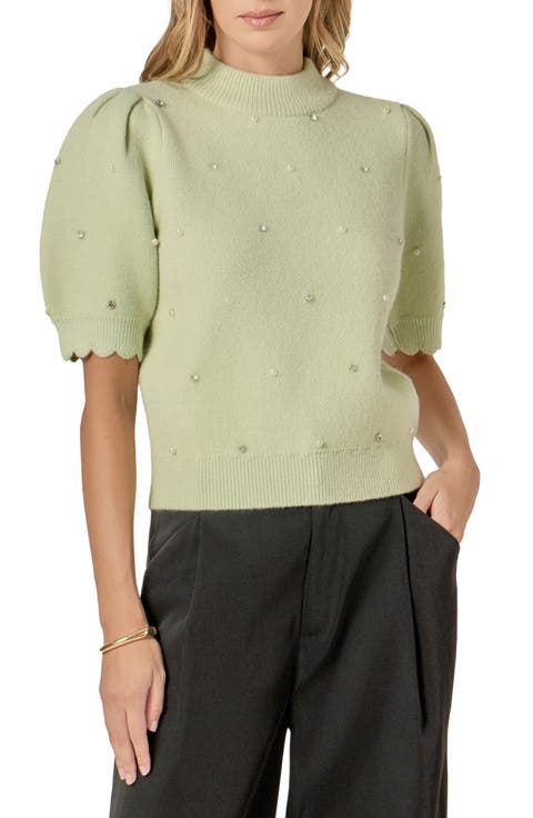 Embellished Short Sleeve Sweater