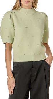 English Factory Embellished Short Sleeve Sweater