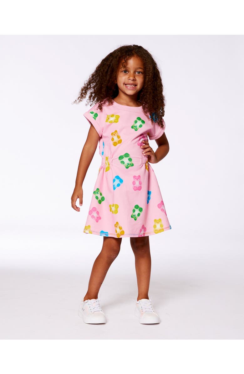Deux par Deux Girl's Printed French Terry Dress Pink Multicolored Gummies, Alternate, color, 