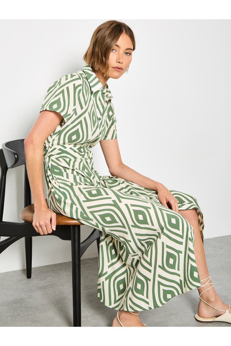 Short Sleeve Midi Shirt Dress, Alternate, color, Green