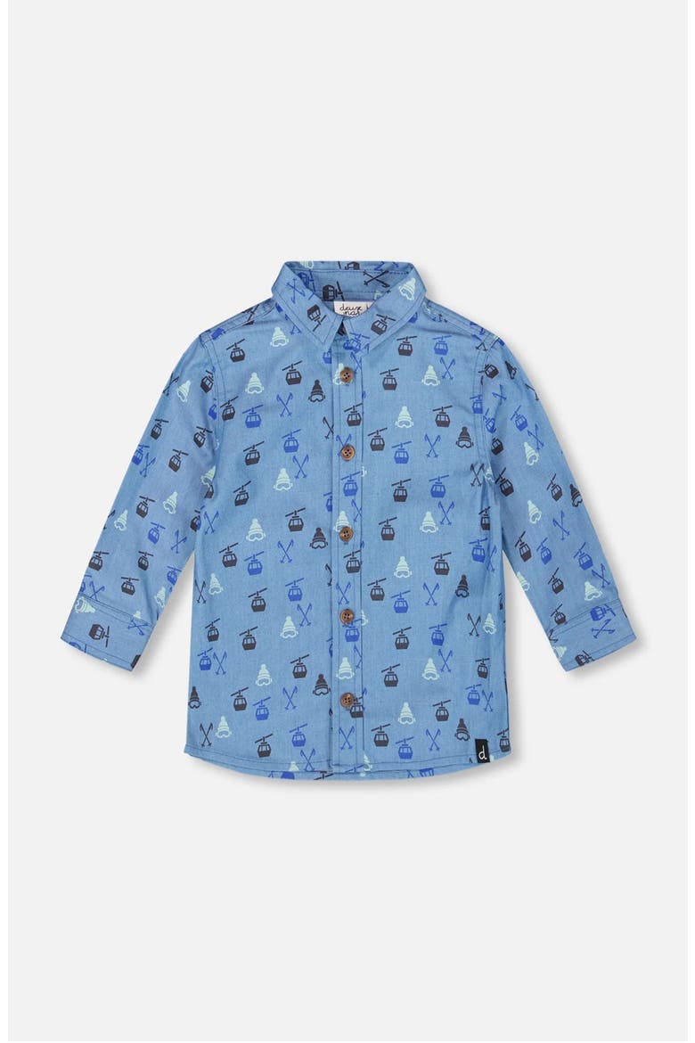 Long Sleeve Button Front Chambray Shirt, Main, color, Blue