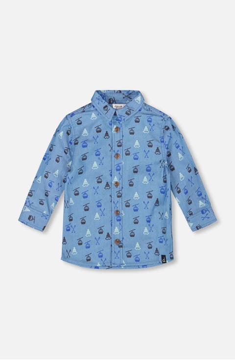Long Sleeve Button Front Chambray Shirt (Toddler & Little Kid)