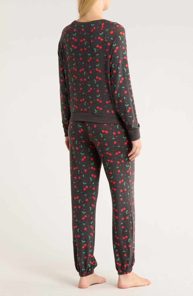 Honeydew Star Seeker Brushed Jersey Pajamas, Alternate, color, Black Heather/ Cherries