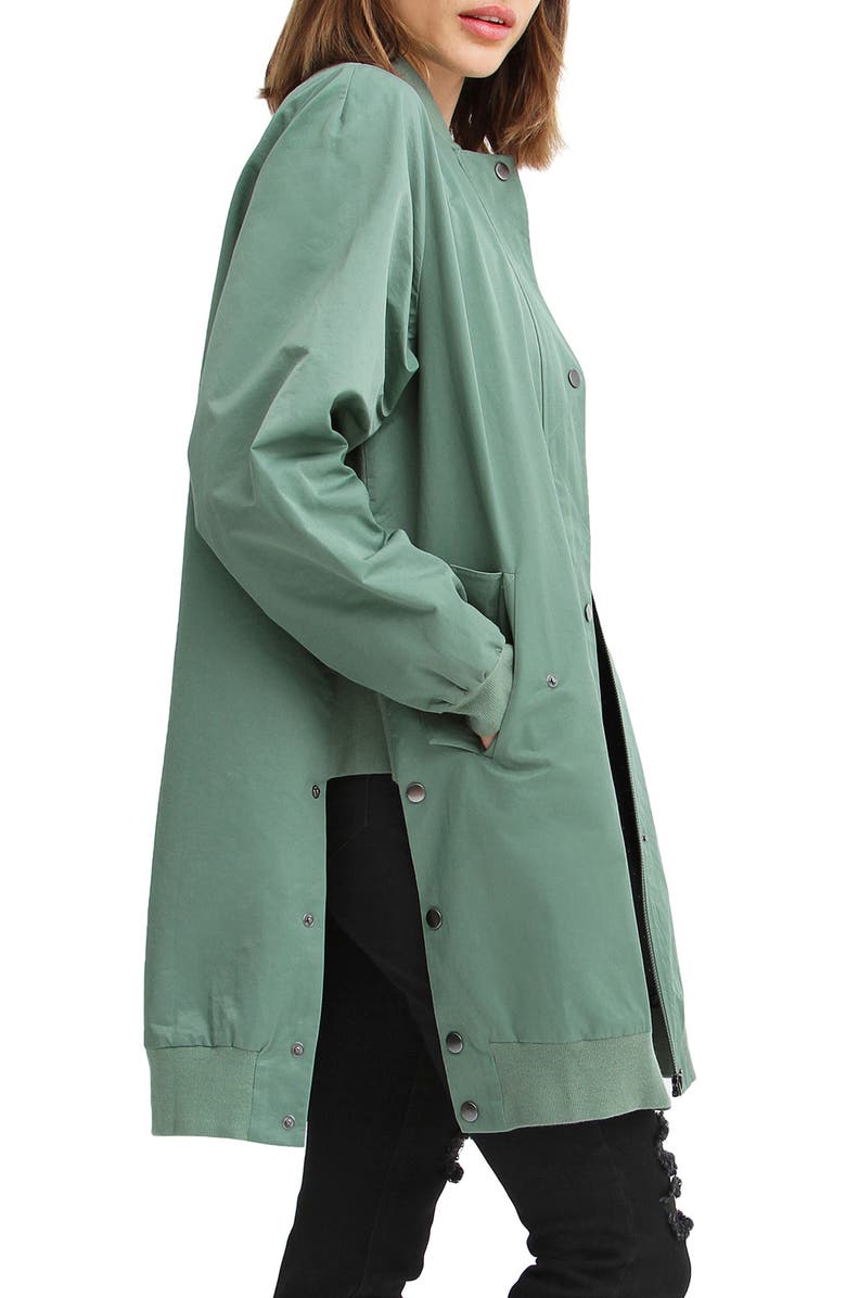 Belle & Bloom BELLE AND BLOOM Chasing You Long Bomber Jacket, Alternate, color, Military