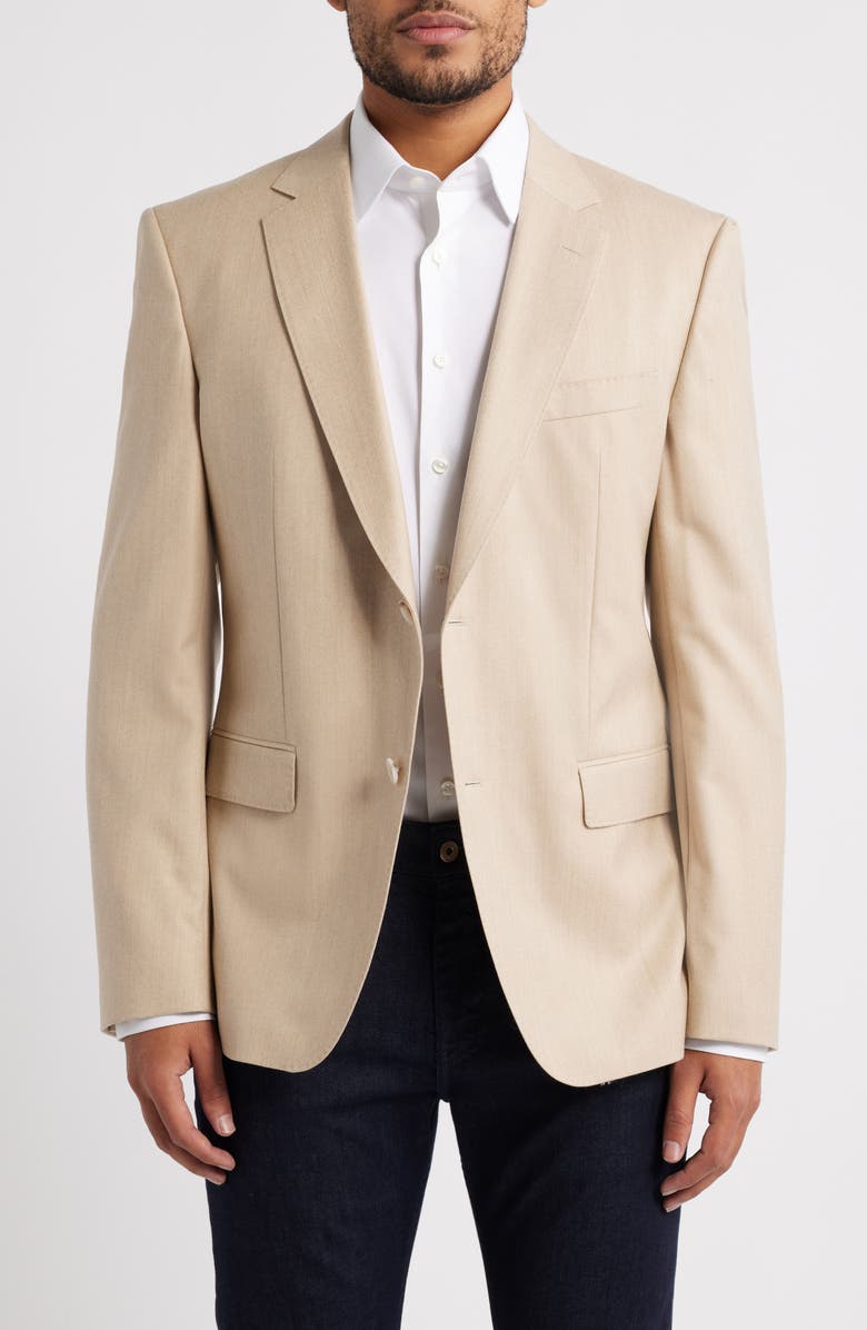 BOSS Huge Trim Fit Wool Mélange Sport Coat, Main, color, Light Beige