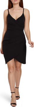 BCBG Faux Wrap Scuba Crepe Mini Dress