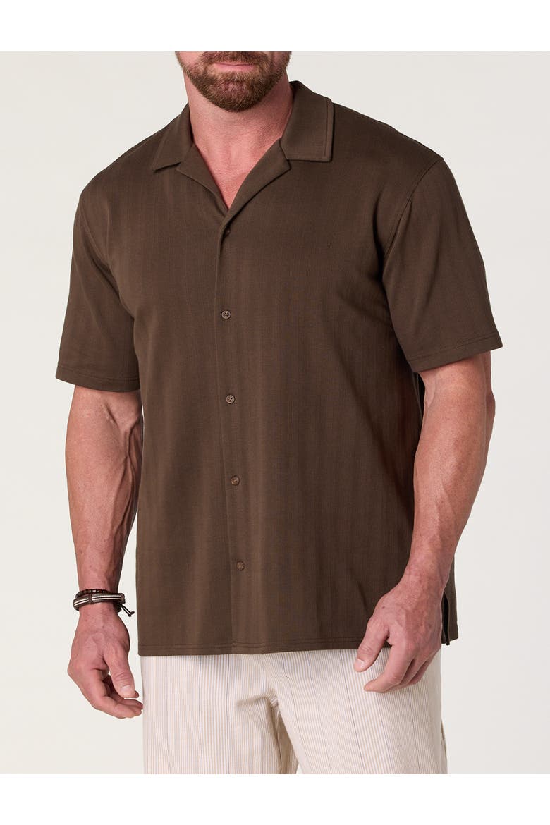 Big & Tall PiquÃ© Jacquard Button-Front Polo Shirt, Alternate, color, COFFEE