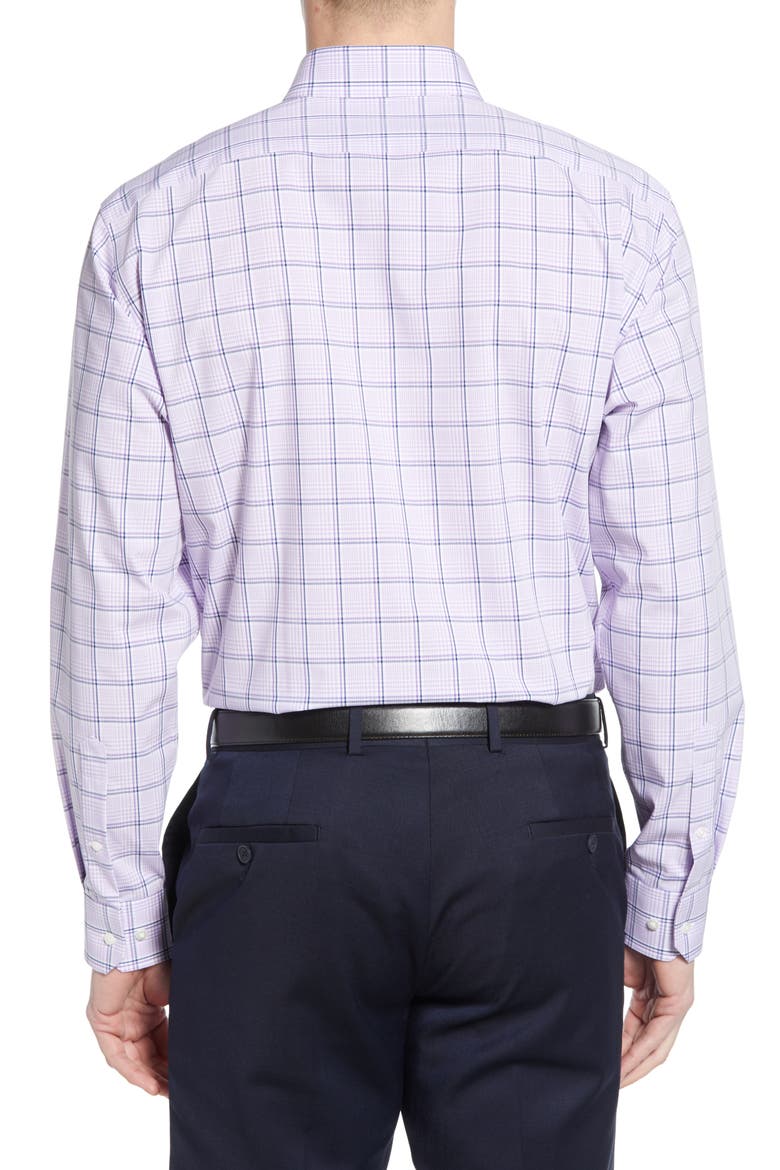 Tech-Smart Traditional Fit Stretch Windowpane Dress Shirt, Alternate, color, PURPLE BETTA TONAL PLAID