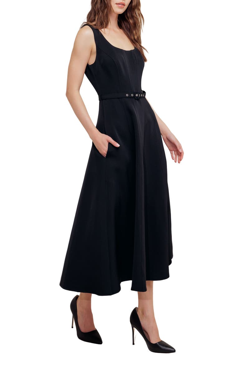 Sleeveless A-Line Dress, Alternate, color, BLACK