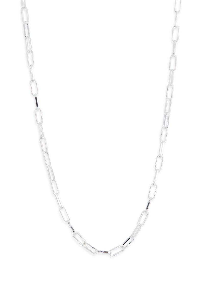 NORDSTROM RACK Demi Fine Paperclip Chain Necklace, Main, color, Silver