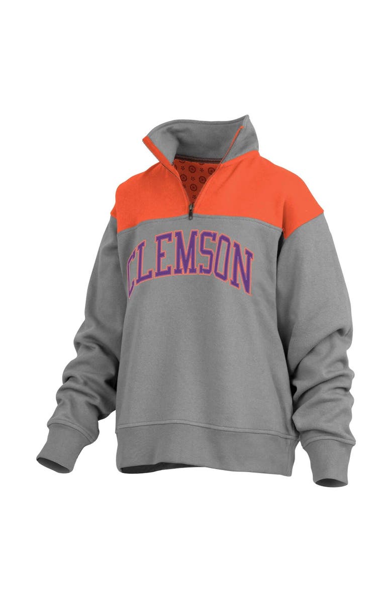 PRESSBOX Women's Pressbox Gray Clemson Tigers Avon Fleece Quarter-Zip Jacket, Alternate, color, Gray